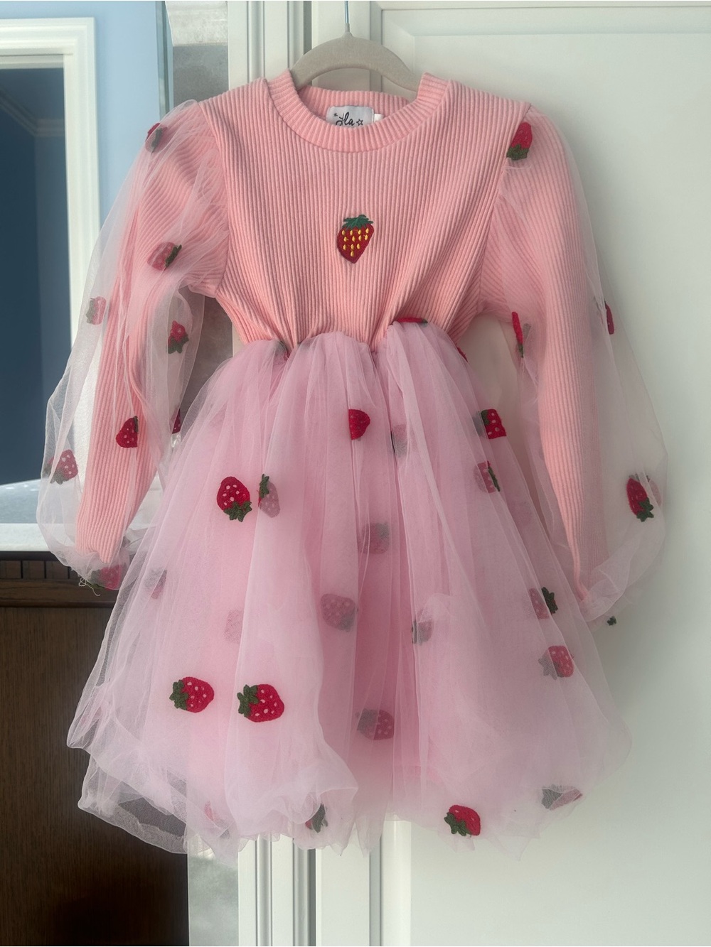 Lola + The Boys Pink Strawberry Tulle Party Dress, girls’ size 6, like new